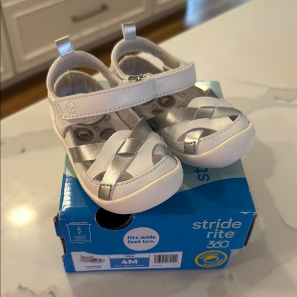 Stride Rite Other - New Stride Rite Silver and White Toddler Sandals